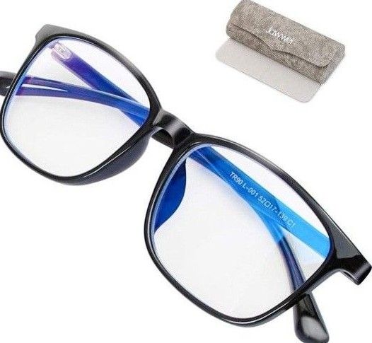 ブルーライトカットメガネ シンプル 男女兼用 クリーニングクロス 3点セット ケース付 眼鏡 メガネケース