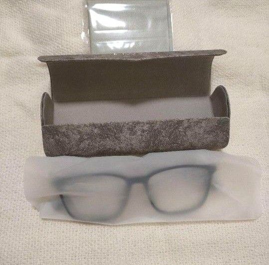 ブルーライトカットメガネ シンプル 男女兼用 クリーニングクロス 3点セット ケース付 眼鏡 メガネケース