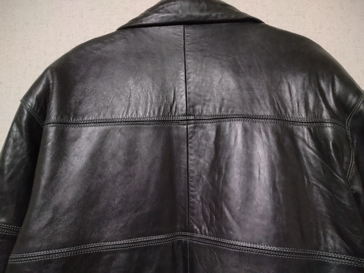 VIANUOVA　ラムレザー　羊革　XL レザーコート　本革　PELLE ペレ　レザージャケット　ブラック　黒　ビッグサイズ　大きい　Leather　_画像9