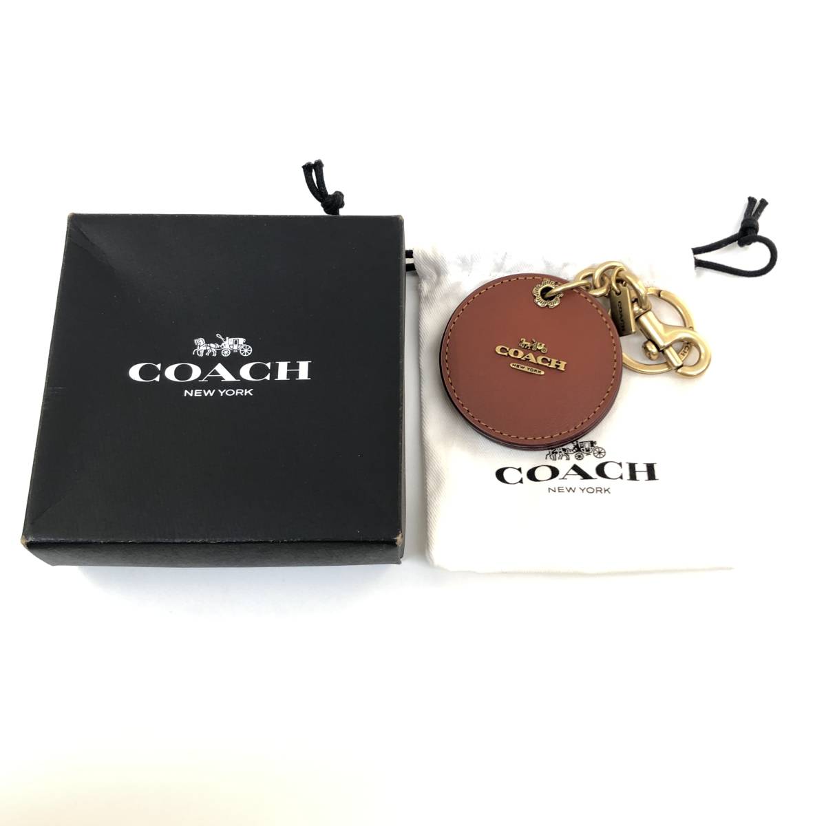 未使用 COACH コーチ シグネチャー レザー ミラー キーホルダー キーリング バッグチャーム _画像9