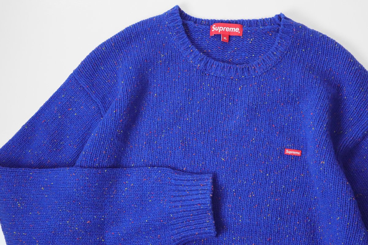 Supreme ◆22AW Small Box Speckle Sweater クルーネック ニット ブルー XL ボックスロゴ カラーネップ セーター シュプリーム ◆K2H