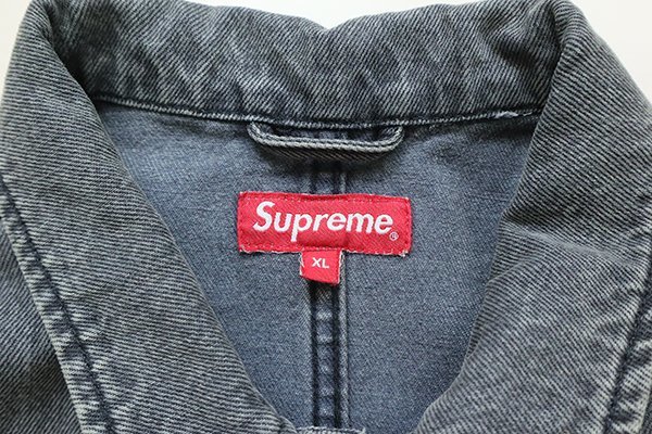 ★美品 Supreme ◆22SS DENIM CHORE COAT デニム チョアコート 黒 XLサイズ カバーオール ジャケット シュプリーム ◆K2H_画像4