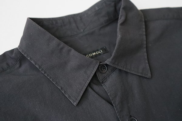 COMOLI ◆定番 COTTON S/S SHIRT ショートスリーブ シャツ 黒 サイズ1 レギュラーカラー 半袖 コモリ ◆G125_画像3