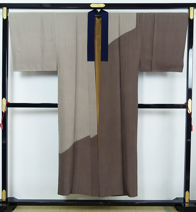  men's long kimono-like garment discipline attaching unused book@ aperture stop pattern . tailoring applying height approximately 178cm rank silk 11005