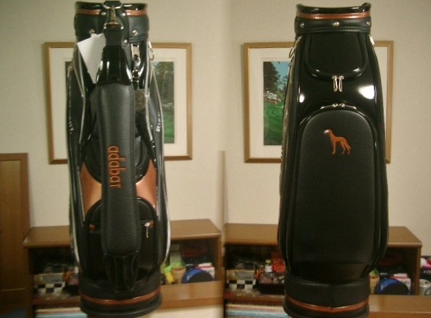 ☆未使用 アダバット adabat エグゼクティブ・モデル 合皮×エナメル素材 黒茶白 ゴルフバッグの画像2