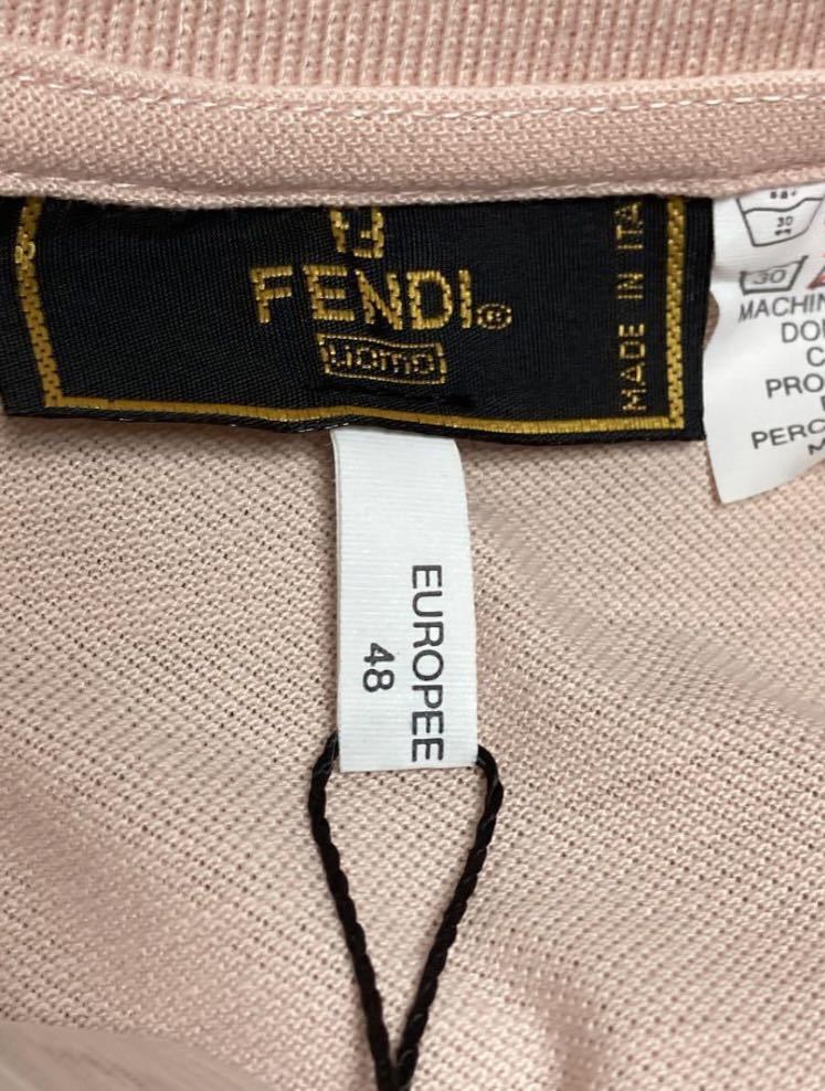新品未使用　FENDI イタリア製　ピンク　半袖　鹿の子　ポロシャツ 48_画像5