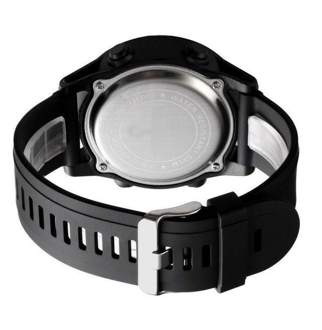 T0459 新品 LED デジタル多機能 メンズ レディース 腕時計 黒/青