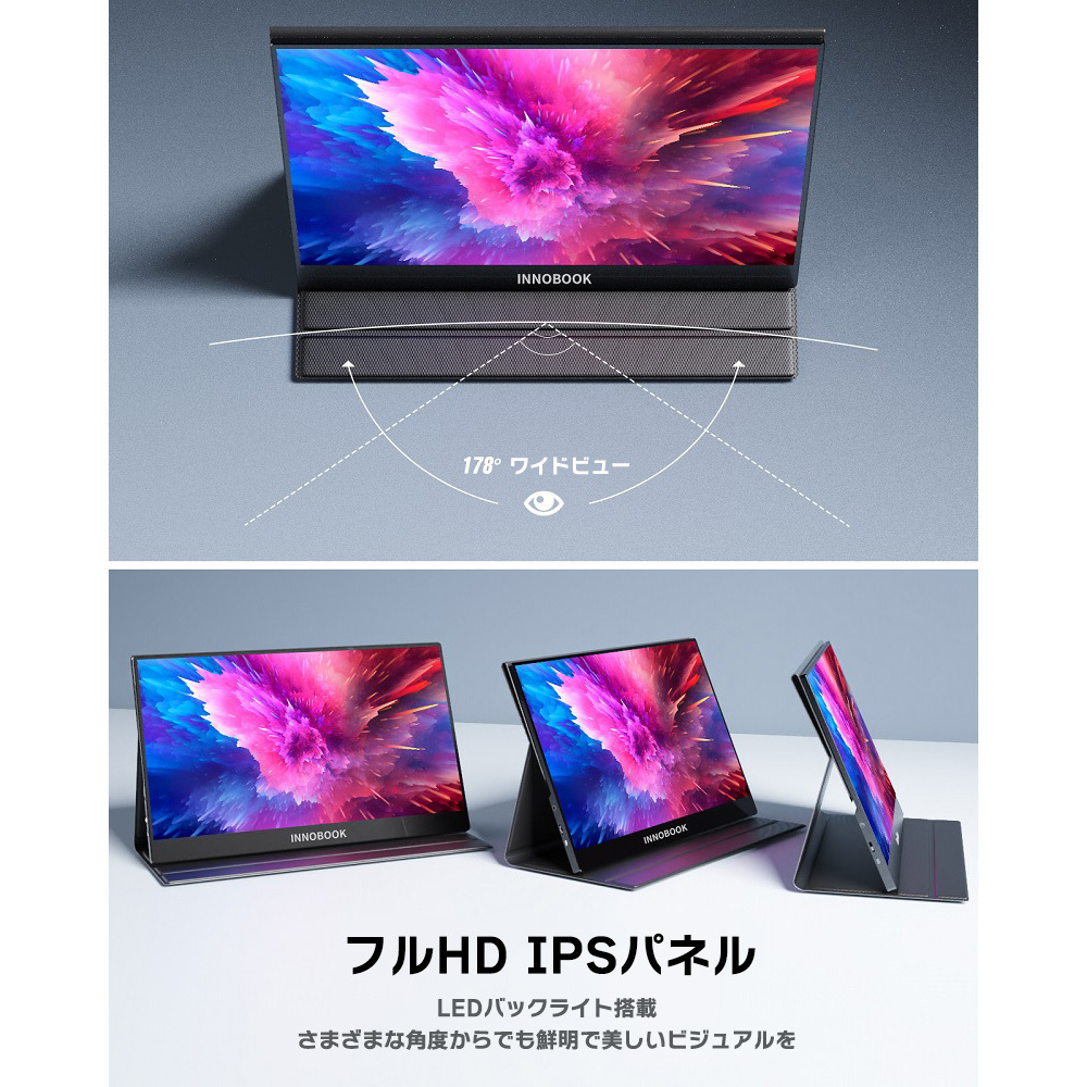 15.8インチモバイルモニター ゲーム 広視野角 IPSパネル モバイルモニター 超軽量 持ち運び スタンド付_画像2