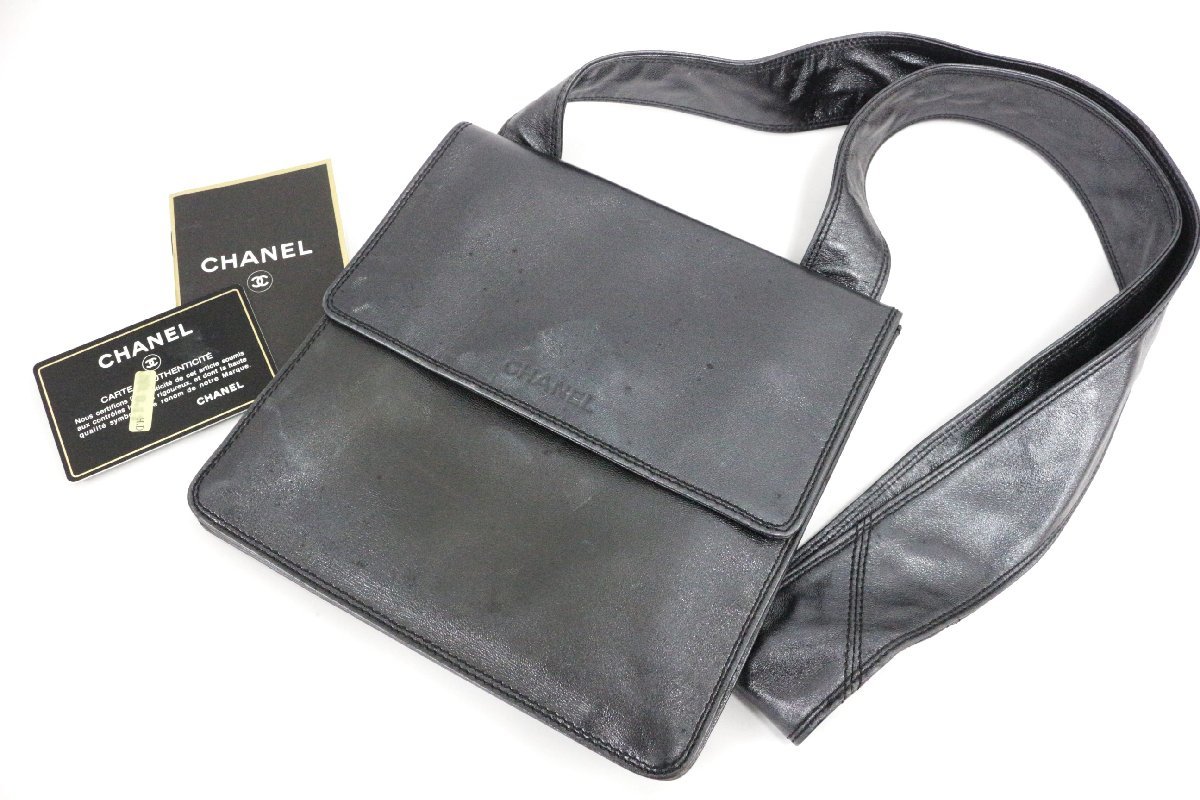 【行董】AS530ABH41 CHANEL シャネル ショルダーバッグ レザークロスボディ ラムスキン ブラック 黒 斜め掛け カバン 鞄 ゆうパック_画像1