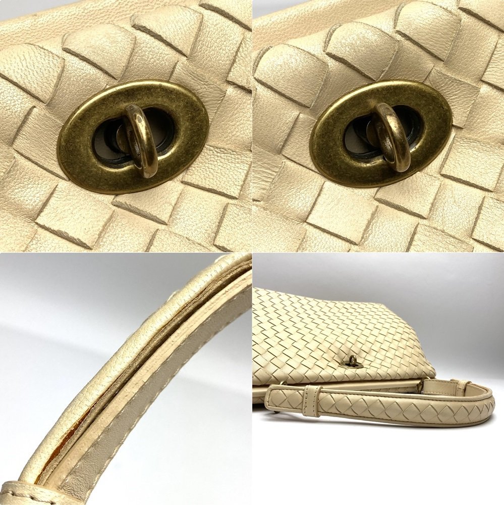 rm) BOTTEGA VENETA ボッテガヴェネタ イントレチャート ワンハンドル ハンドバッグ 196483 ベージュ ※中古 コンパクトミラー 保存袋付_画像5