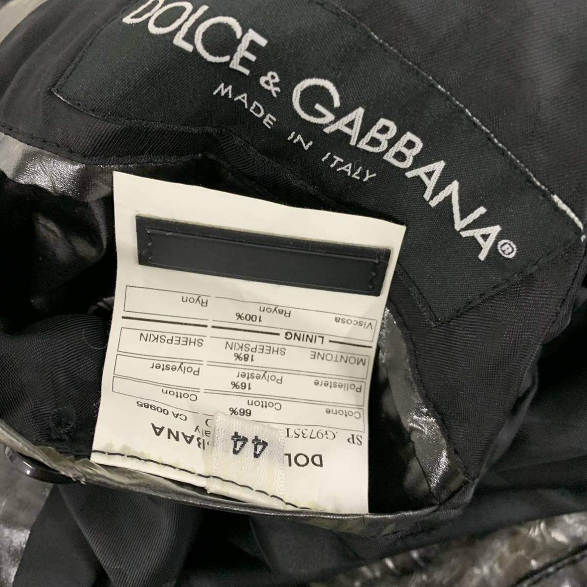 劣化ありブラック系 ドルチェアンドガッバーナ DOLCE&GABBANA ジャケット 44サイズ アウター現状品 メンズ 紳士 カ4_画像5