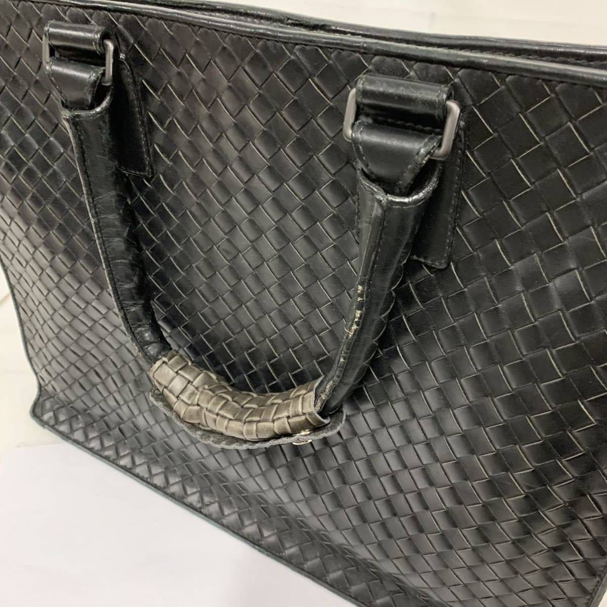 ボッテガヴェネタ BOTTEGA VENETA ビジネスバッグ ブリーフケース イントレチャート メッシュ ロゴ オールレザー 黒 ブラック カyg_画像7