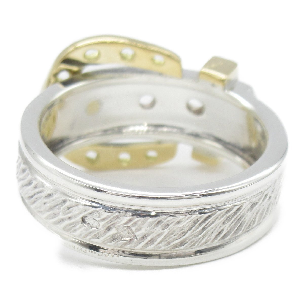 HERMES Hermes кольцо * кольцо шланг колодка ремень кольцо оттенок серебра серебряный 925 K18( желтое золото ) б/у женский 