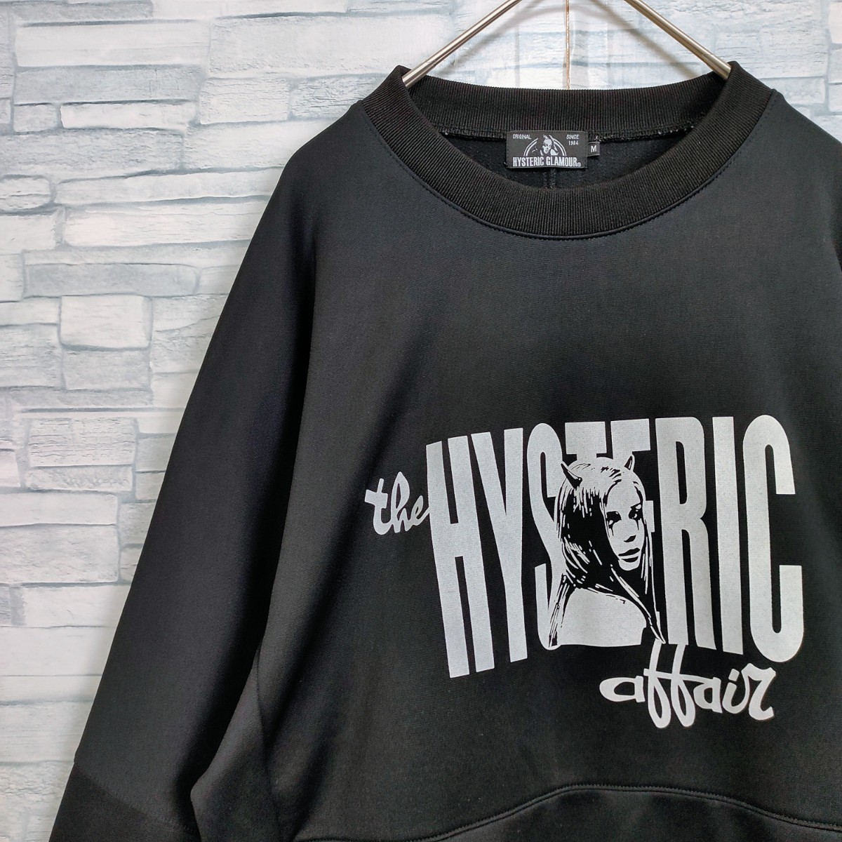 【希少デザイン】HYSTERIC GLAMOUR ヒステリックグラマー☆ヒスガールプリントスウェット Mサイズ BLACK 18SS サイドポケット  ポリエステル