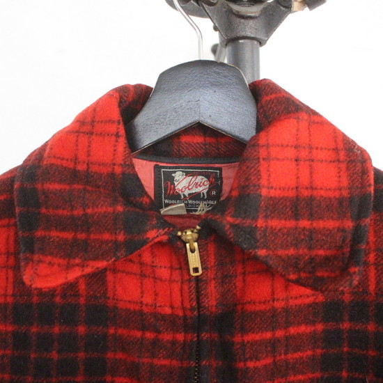 A106 50sビンテージ Woolrich ウールリッチ ウールジャケット■1950年代製 表記14サイズ レッド チェック TALONジッパー 古着 アメカジ 40s_画像8