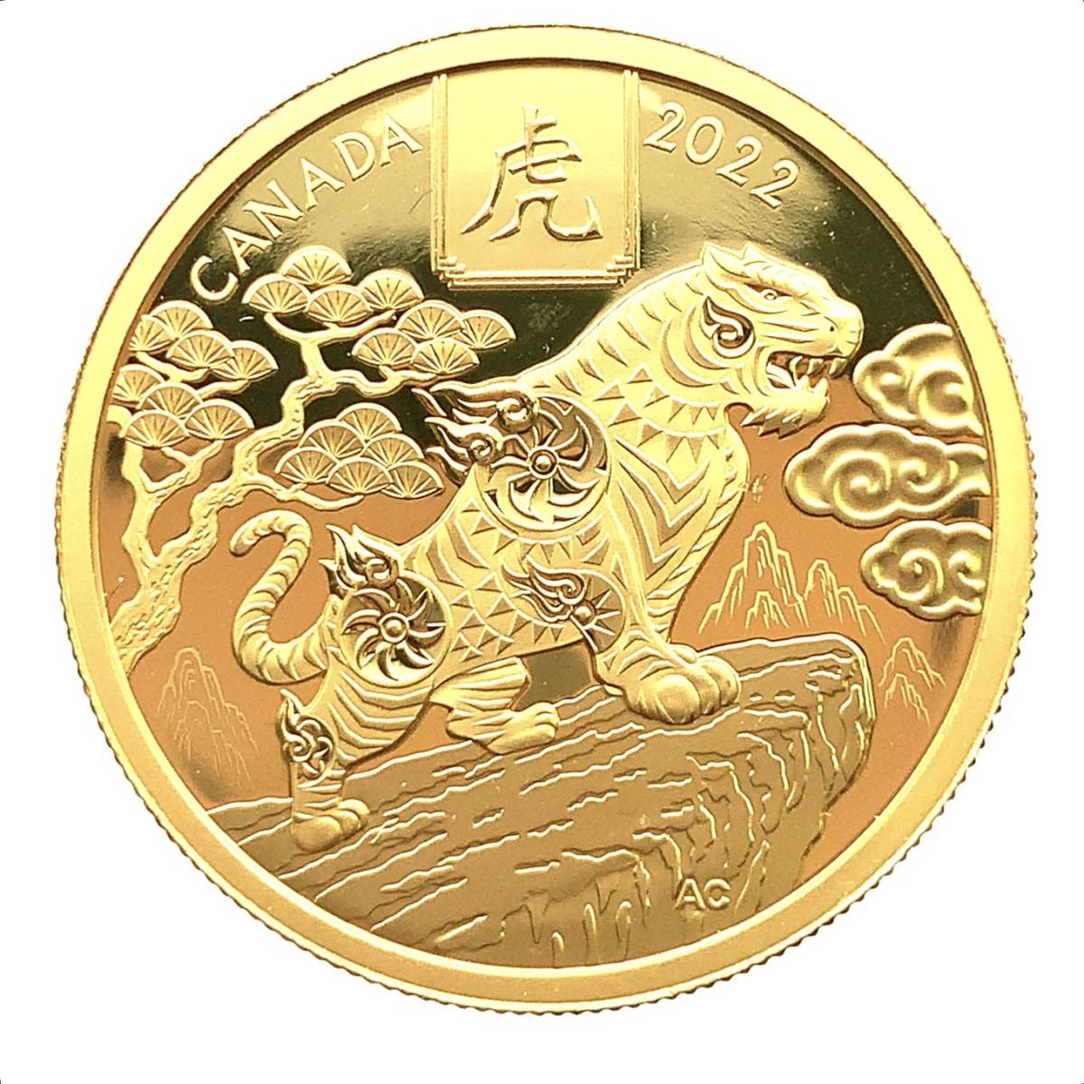 虎金貨 2022年 15.4g 1/2オンス エリザベス女王 純金 24金 カナダ イエローゴールド コイン コレクション Gold