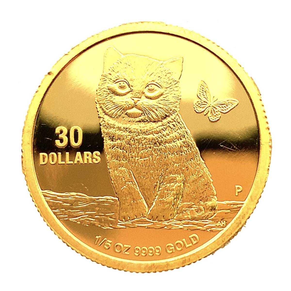 猫金貨 エリザベス女王 ツバル ネコ CAT キャット 1/5オンス 2020年 6.2g 24金 純金 イエローゴールド コレクション 保護ガラス付き Gold_画像1