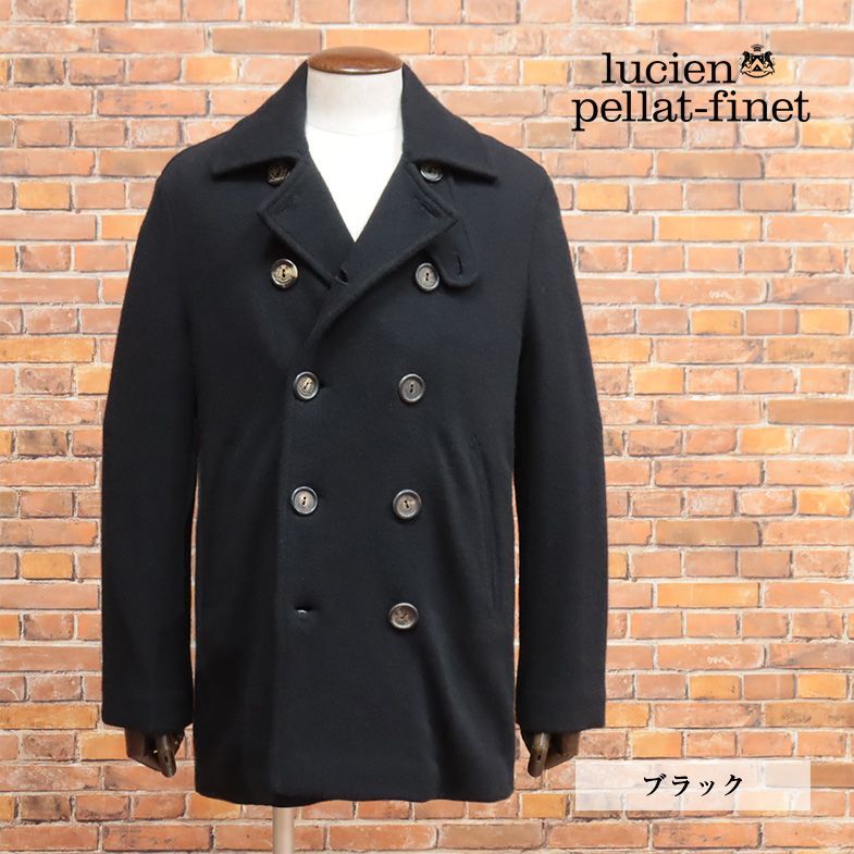 1円/秋冬/lucien pellat-finet/Mサイズ/ダブル ニット ジャケット ウール カシミヤ混 無地 イタリア製 新品/黒/ブラック/he409/_画像1