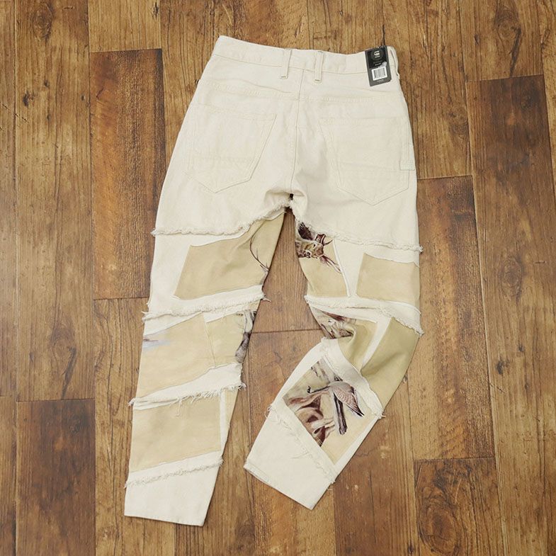 1円/G-STAR RAW/28インチ/デニム パンツ SPIRAQ RFTP PATCHES DESERT 3D SLIM D12133-A925-082 パッチワーク 新品/アイボリー/gf443/_画像3