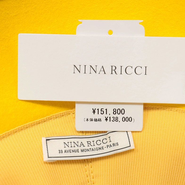 1円/NINA RICCI/フリーサイズ/ラビット フェルト バケット ハット インポート ニナリッチ 新品/黄色/イエロー/hz738/_画像4