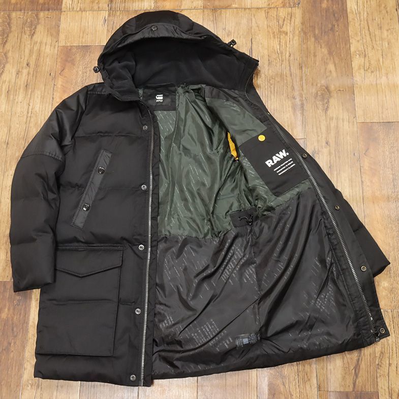 1円/秋冬/G-STAR RAW/XSサイズ/ダウン コート WHISTER PADDED HDD PARKA D13572-A516 撥水 軽量 防寒 フーデッド 新品/黒/ブラック/ft470/_画像6