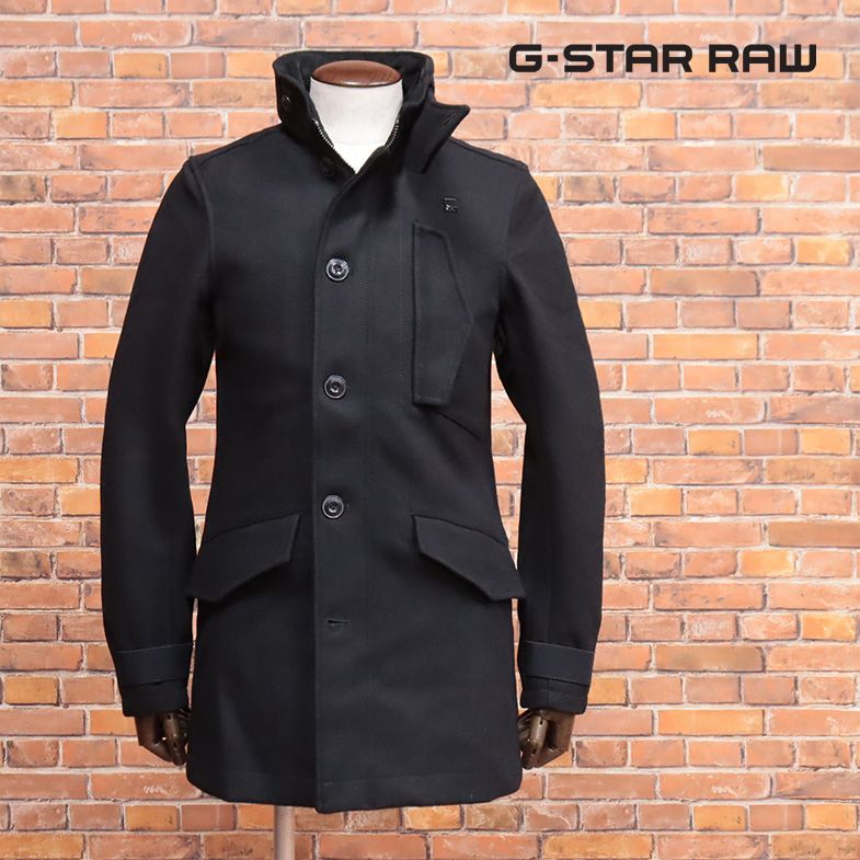 1円/秋冬/G-STAR RAW/XSサイズ/ステンカラー コート SCUTAR UTILITY WOOL TRENCH D15474-B965 トラッド 上品 新品/黒/ブラック/ia165/_画像1