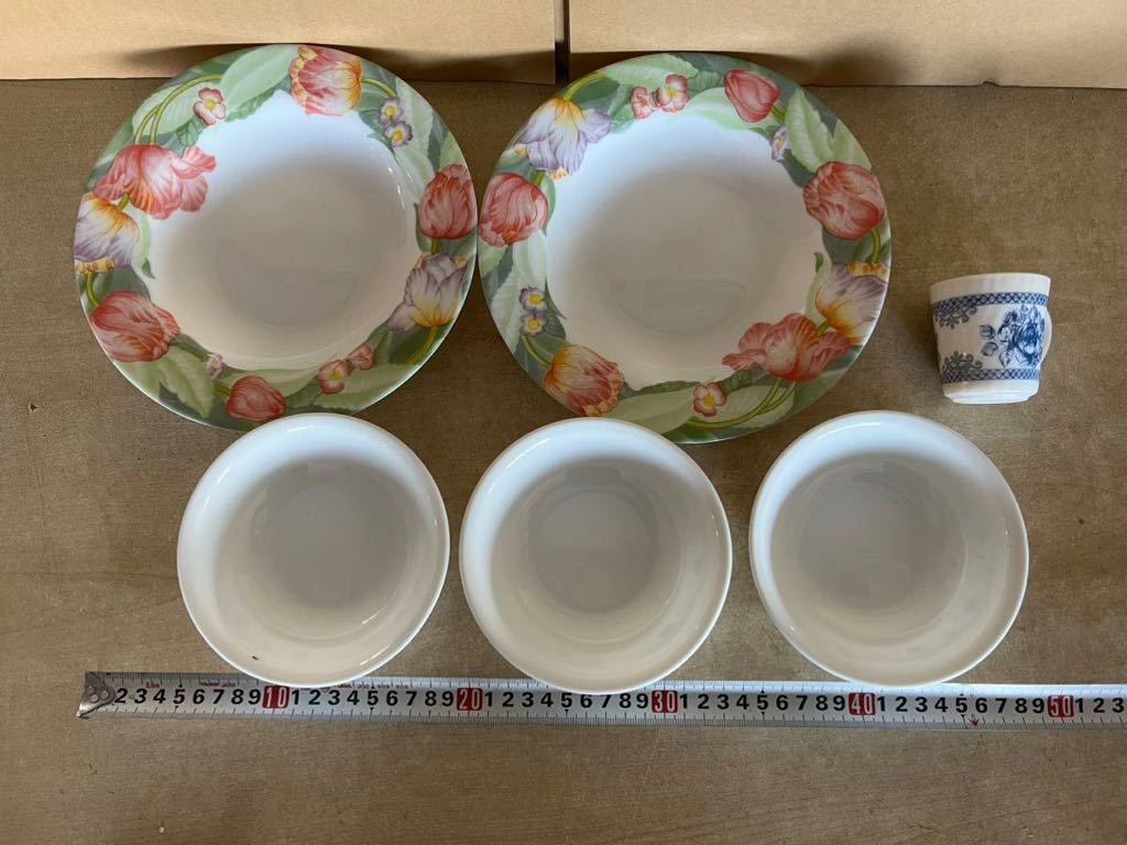 NN1130 コレール 食器 軽量 割れにくい CORELLE サラダボウル 皿 プレート 花柄 まとめて_画像1