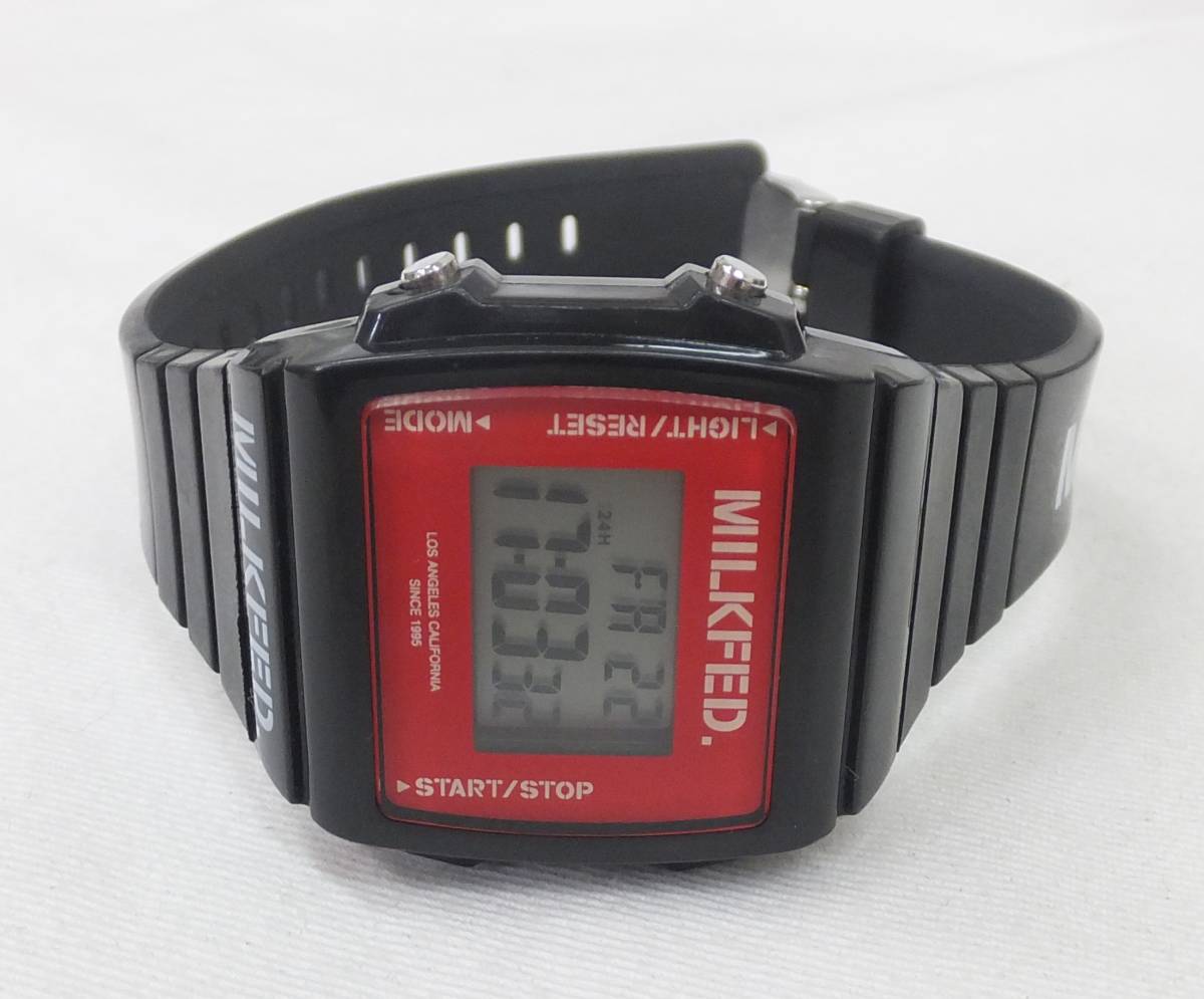 【中古動作品】★MILKFED. DIGITAL WATCH BLACK ミルクフェド デジタル ウォッチ 腕時計_画像4