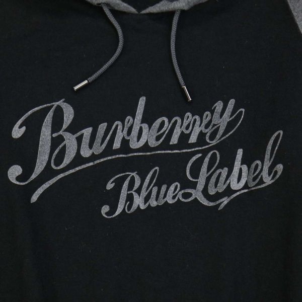 BURBERRY BLUE LABEL バーバリー ブルーレーベル 秋冬 ロゴ♪ ウール ニット パーカー ワンピース Sz.38　レディース 日本製　K3T01134_B#E_画像4