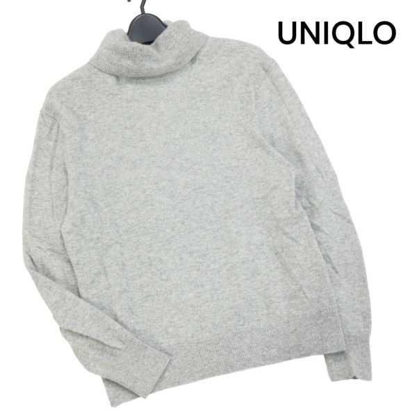 UNIQLO ユニクロ 秋冬 カシミヤ100%♪ タートルネック ニット セーター Sz.M　レディース グレー　K3T01142_B#K_画像1