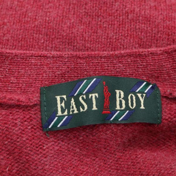 EAST BOY イーストボーイ 秋冬 刺繍♪ ウール スクール ニット カーディガン Sz.9　レディース 女子 学生 通学 赤　K3T01189_C#N_画像6