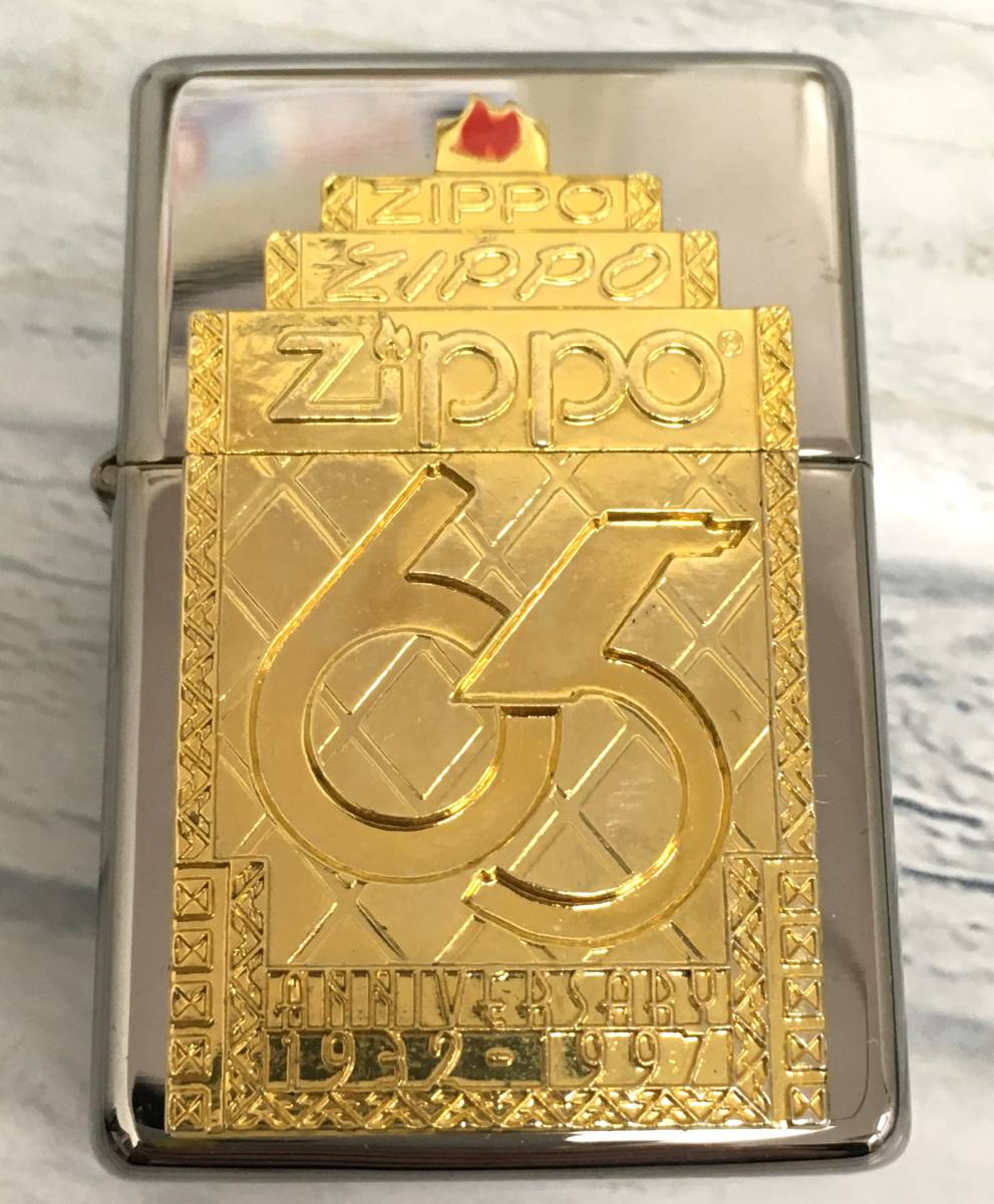 7455A☆ 未使用品ZIPPO ジッポー65周年記念限定立体ゴールドメタル