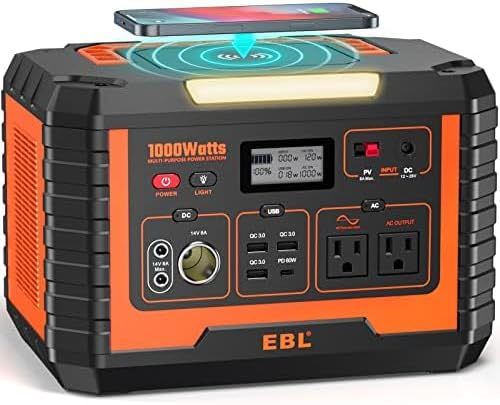 新品　ポータブル電源 大容量 1000W 999Wh/270000mAh EBL ポータブルバッテリー 家庭用 アウトドア用蓄電池 PSE認証済 純正弦波 AC1000W