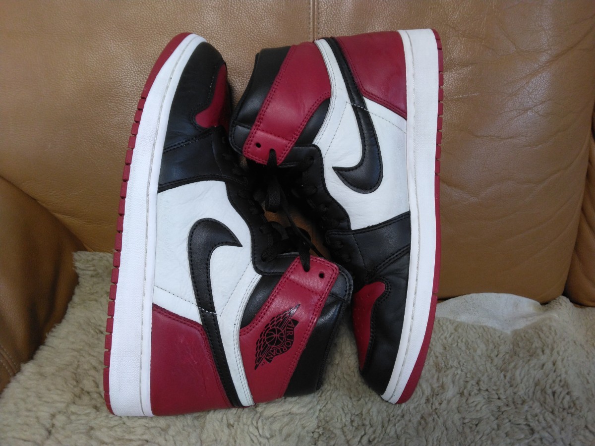 エア ジョーダン1 NIKE AIR JORDAN 1 RETRO HIGH OG BRED TOE GYM RED/BLACK-SUMMIT WHITE US12 30cm 国内正規品 555088-610 中古 桜木花道_画像6