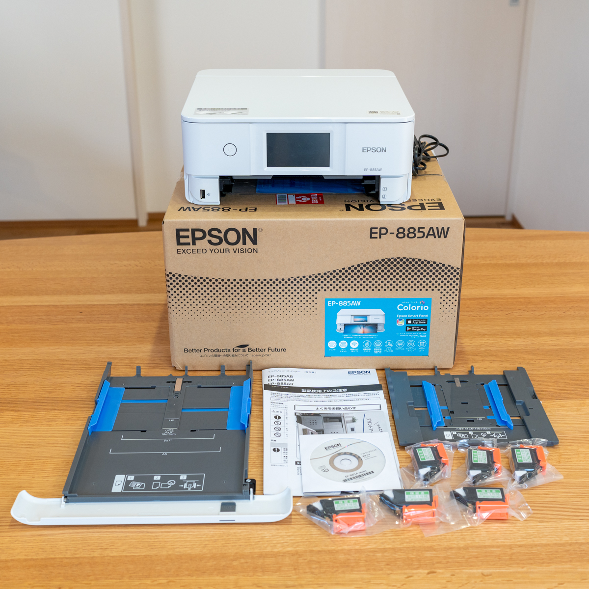 エプソン EPSON カラリオ EP-885AW（ホワイト） A4カラーインクジェット複合機プリンター 美品 保証あり 互換インク付き_画像1