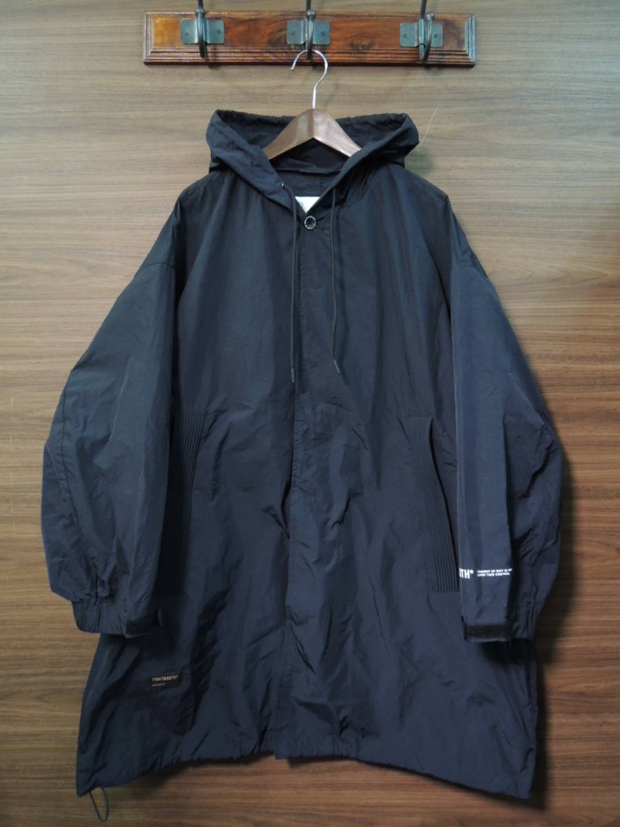 ◆ 美品 L 定価27500円 タイトブース TIGHTBOOTH PRODUCTION TBPR FW23-JK12 HOODED BIG COAT ナイロン タフタ ビッグ コート パーカー 黒_画像5