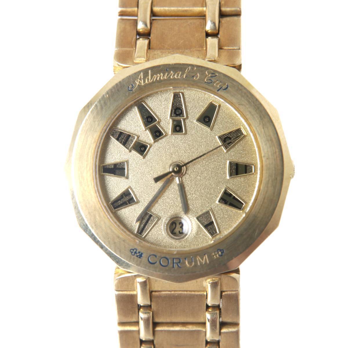 CORUM Corum Admiral z cup lady's quarts wristwatch pure gold K18YG 39.910.56V85 arm around approximately 15cm weight approximately 78.2g NT B rank 