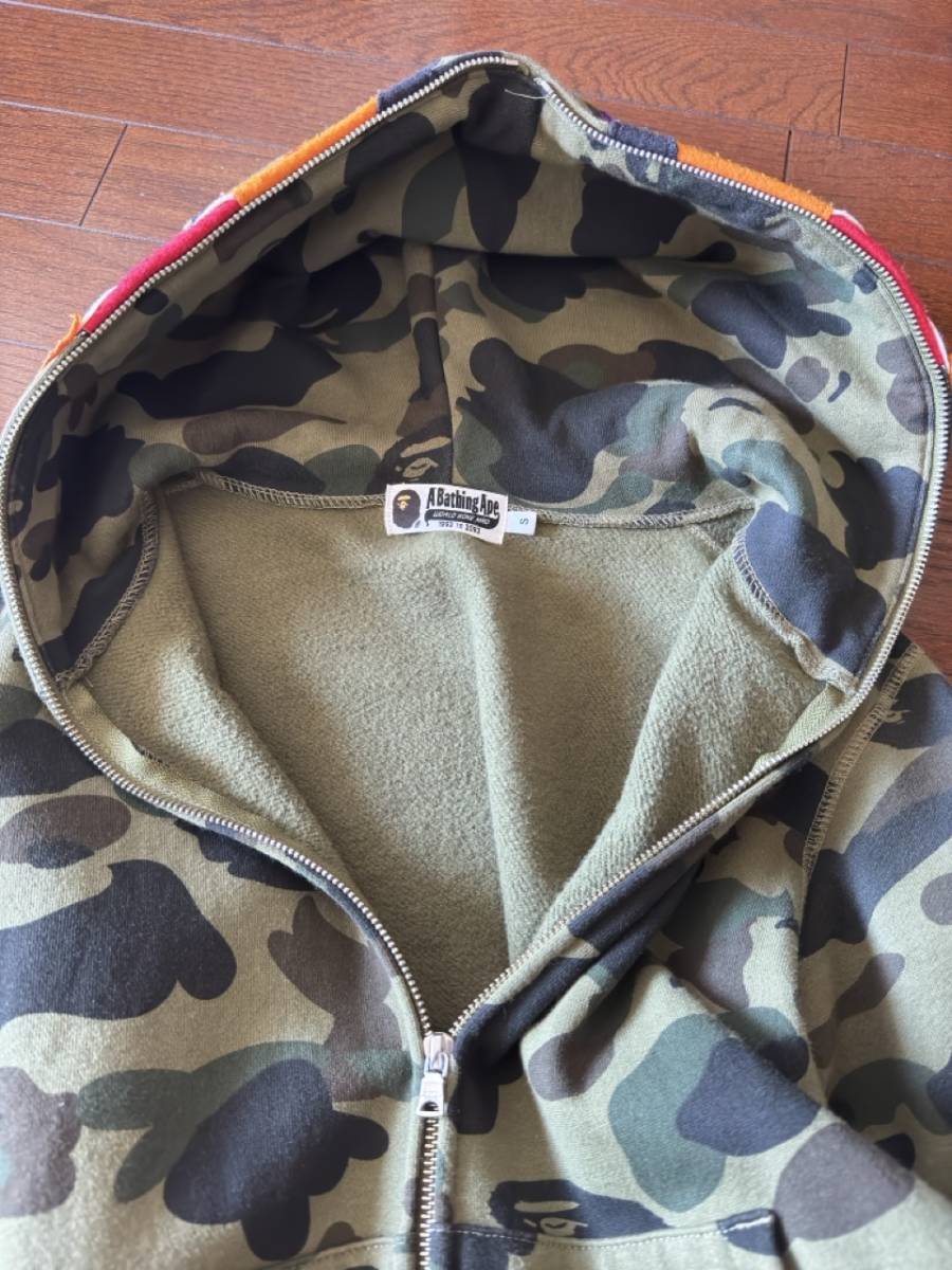 1st CAMO TIGER FULL ZIP HOODIE 1E30115009 a bathing ape BAPE エイプ ベイプ アベイシングエイプ パーカー 迷彩 S 正規店購入 美品_画像7