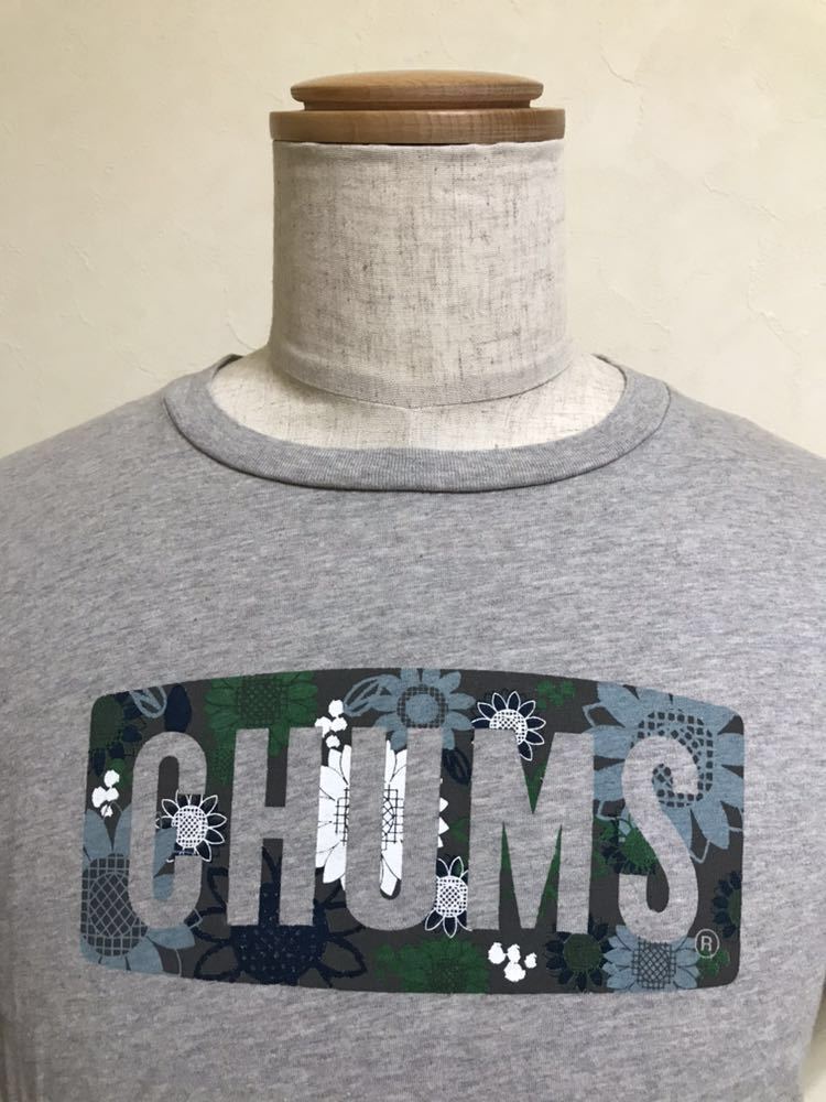 CHUMS チャムス ボートロゴ 花柄 Tシャツ アウトドア トップス グレー サイズL 半袖 ランドウェル CH01-1111_画像3