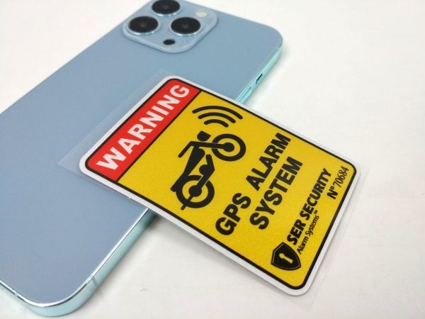 バイク用 GPS 盗難防止 防水ステッカー シール リフレクター WARNING 8cm_画像5