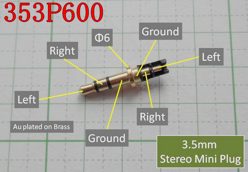 管理番号＝3A097　　自作用 φ3.5mmステレオミニプラグ　 353P600　　軸のみ　 5個セット_画像1