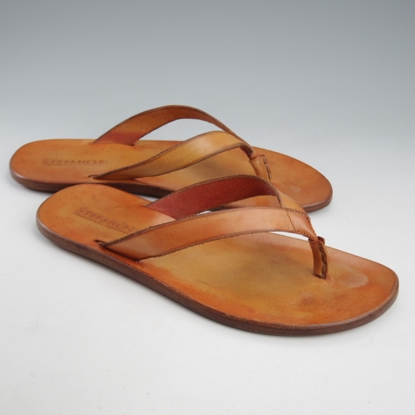 *(.)STEFANO BI/ stereo fanobiSIZE 7[ valuable * leather sandals /GIALLO ARANCIOS] light brown / men's *l105-6.8