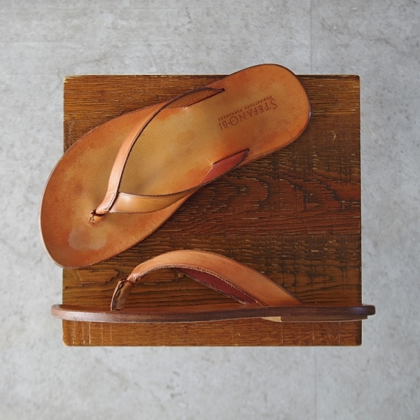 *(.)STEFANO BI/ stereo fanobiSIZE 7[ valuable * leather sandals /GIALLO ARANCIOS] light brown / men's *l105-6.8