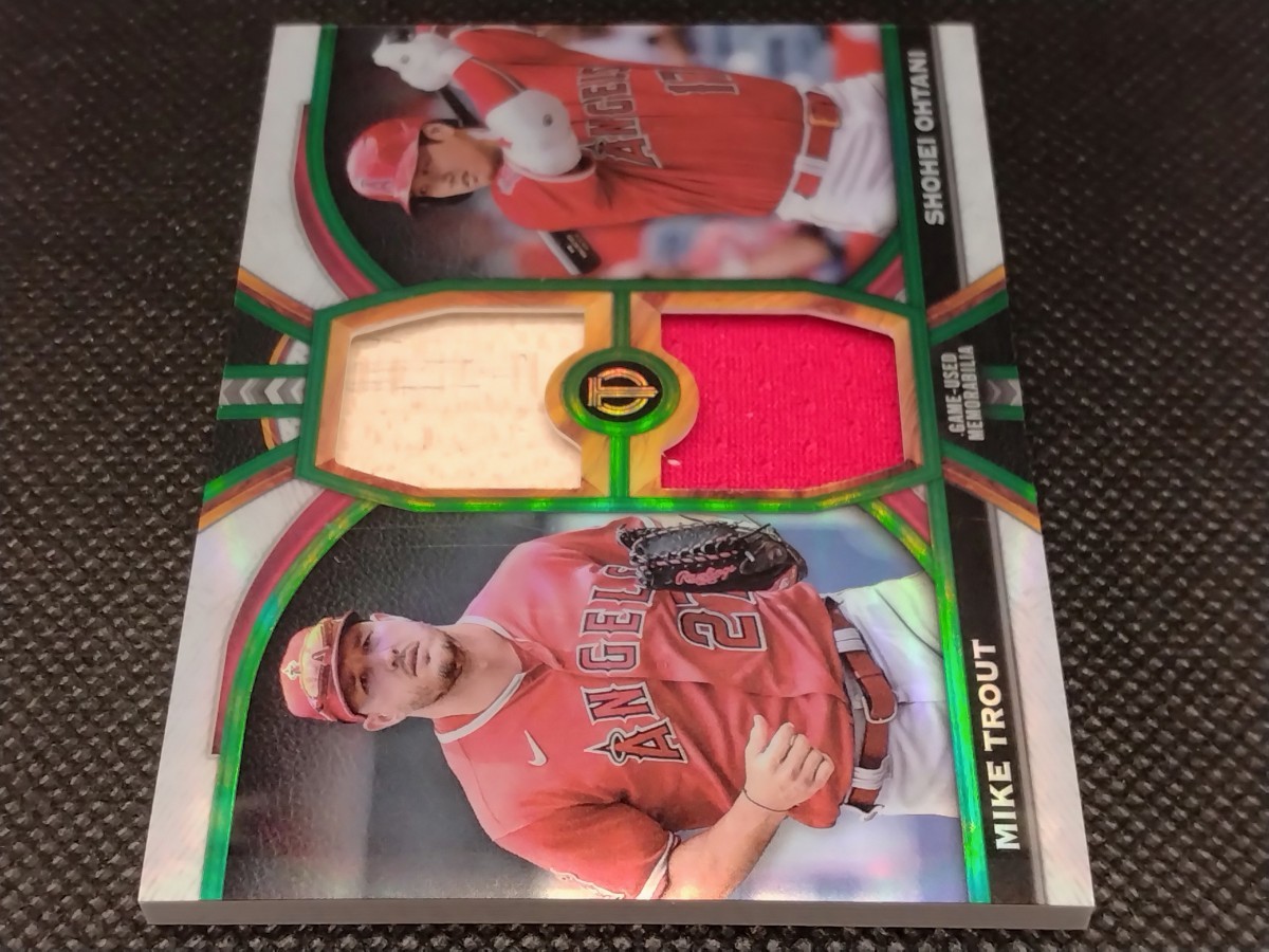 大谷翔平 トラウト 99枚限定 レリック グリーン【2023 TOPPS TRIBUTE DUAL RELIC MIKE TROUT SHOHEI OHTANI DR-TO】 エンジェルス レア_画像3