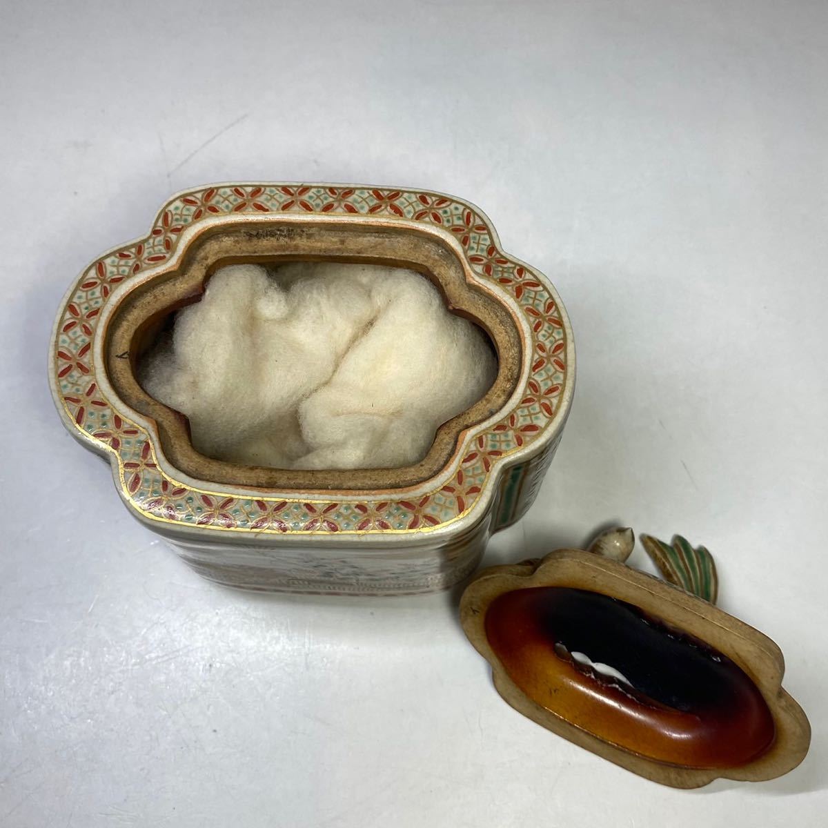 京薩摩焼 野々村仁清作 色絵金彩 鳥花文 香炉 香 道具 茶道具 古 京薩摩焼 野々村仁清作 色絵金彩 鳥花文 香炉 香 道具 茶道具 古