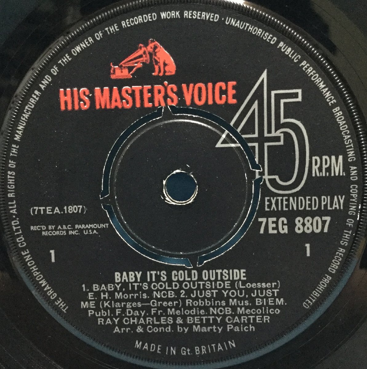 EP 洋楽 Ray Charles And Betty Carter / Baby It's Cold Outside 英盤の画像3