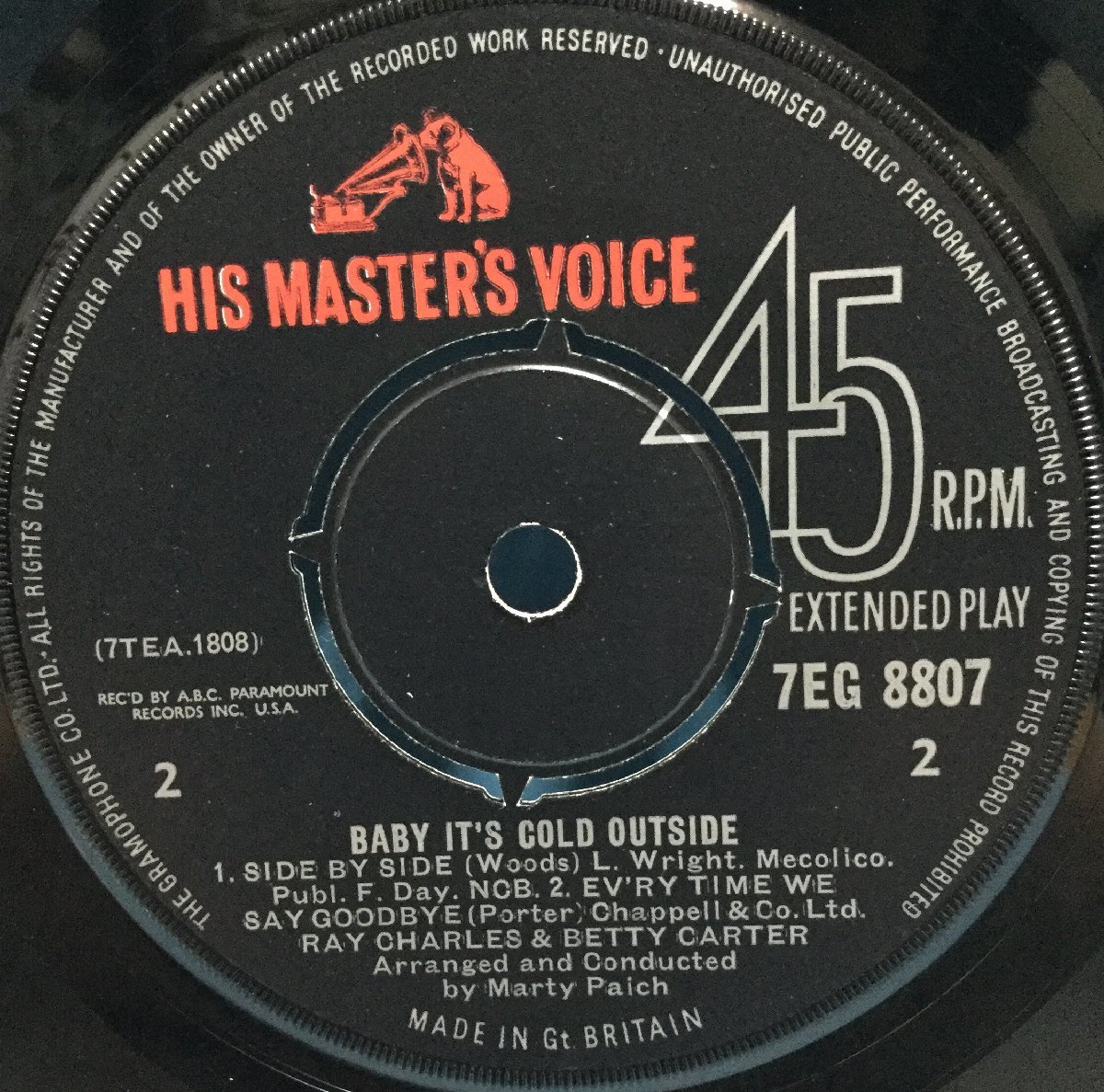 EP 洋楽 Ray Charles And Betty Carter / Baby It's Cold Outside 英盤の画像4
