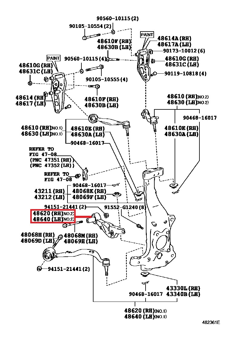 レクサス Lexus LS460 フロント コントロール/ロアアーム NO.2 左右セット 48640-50070 48620-50070 4.6L DBA-USF40 DBA-USF41 2006-2012の画像5