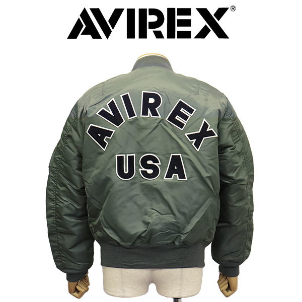 AVIREX (アヴィレックス) 2952013 MA-1 COMMERCIAL LOGO コマーシャル ロゴ フライトジャケット 401SAGE L_AVIREX(アビレックス/アヴィレックス)正規