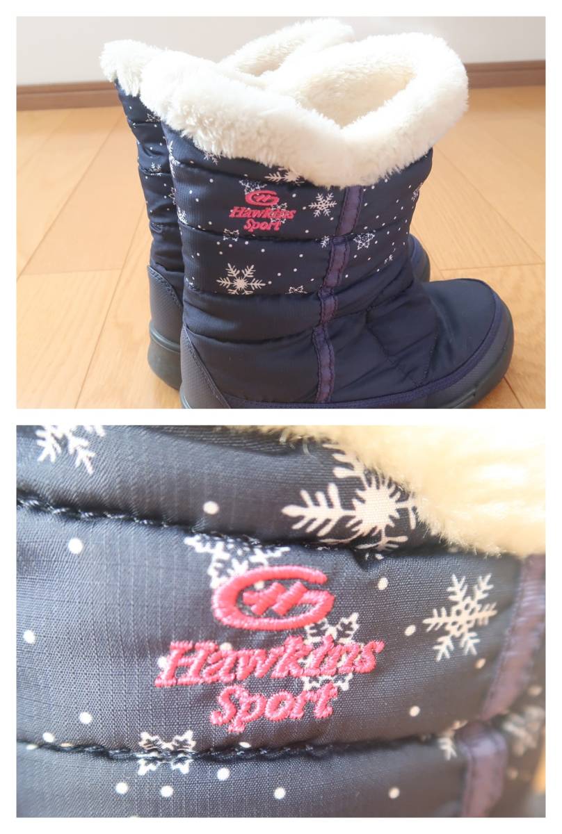 中古【スノーシューズ　21㎝　キッズ　女の子　冬用　雪　おしゃれ　スノーブーツ　21センチ　ネイビー】_画像8